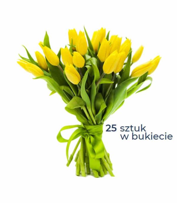 25 żółtych tulipanów. Bukiet kwiatów. Kwiaciarnia