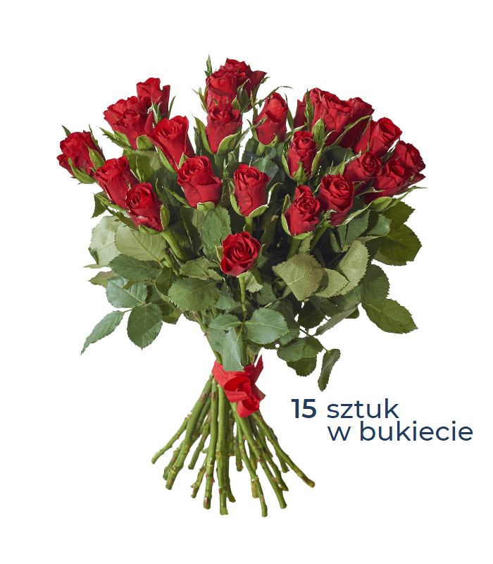 Bukiet 15 czerwonych róż. Kwiaciarnia