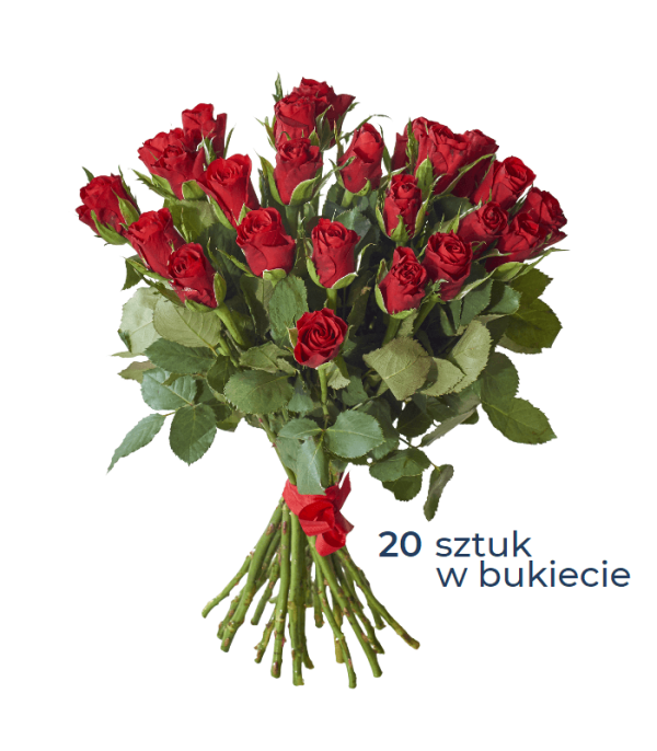 Bukiet 20 czerwonych róż z dostawą. Kwiaty