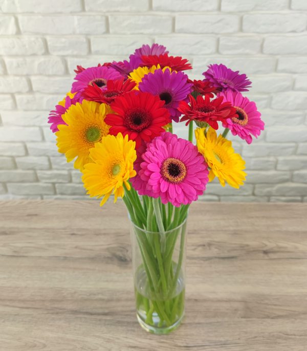 Gerbery, bukiet kolorowych kwiatów z dostawą