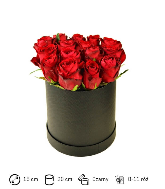 Flower box. Czerwone róże w pudełku. Świeże kwiaty
