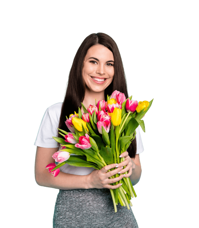 Bukiet kolorowych tulipanów na dzień kobiet